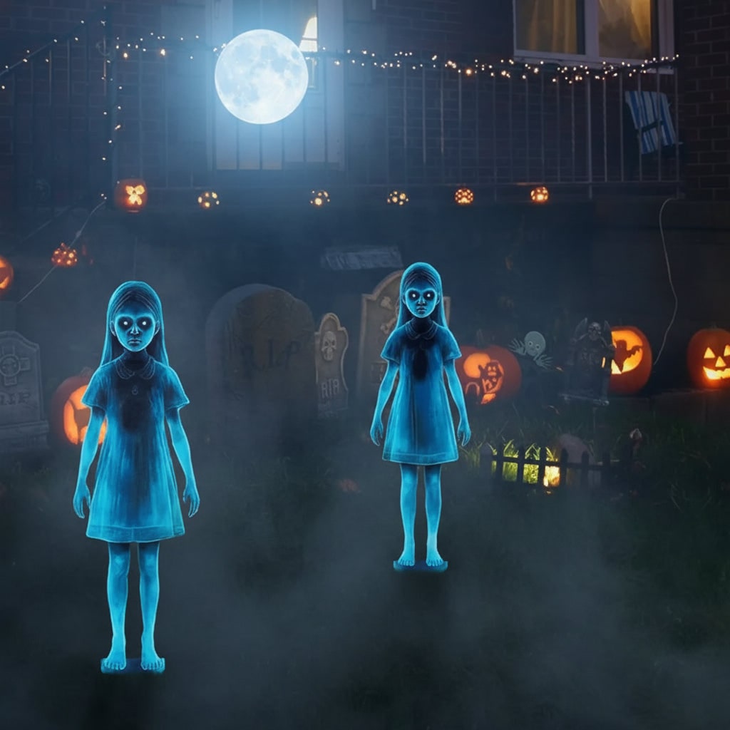 Halloween Ghost Decoration Large Outdoor Scary Figure with Glowing Blue Lights - Image 4
