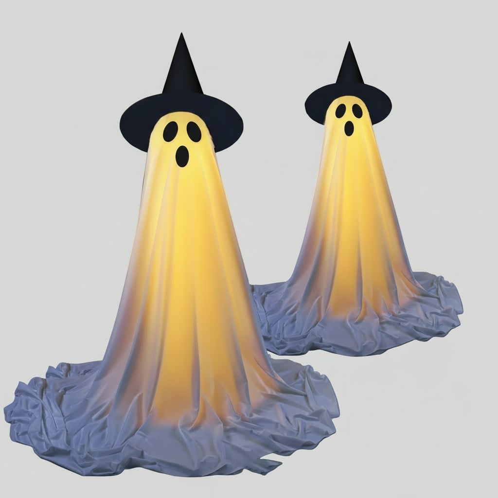 Halloween Ghost Decoration with LED Lights Outdoor Standing Up Witch Hat Inflatable - Image 1