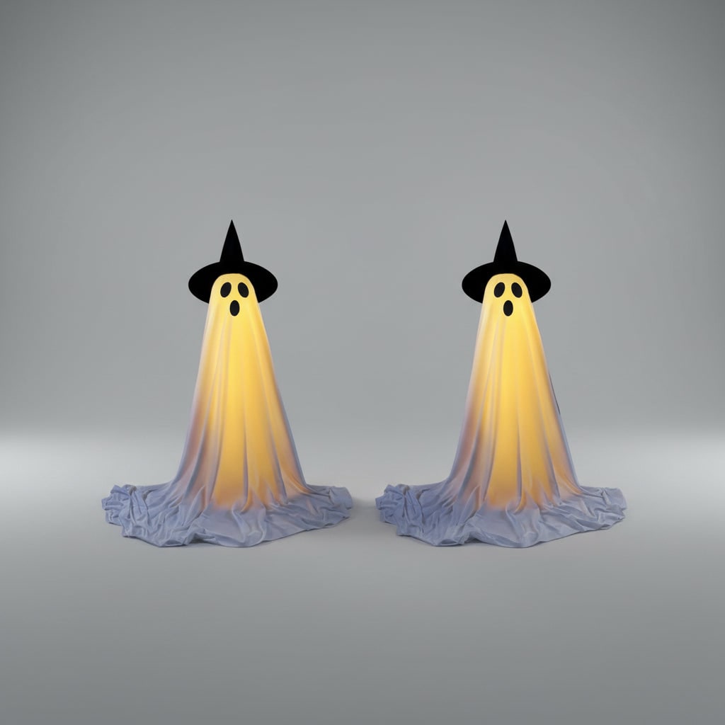 Halloween Ghost Decoration with LED Lights Outdoor Standing Up Witch Hat Inflatable - Image 2