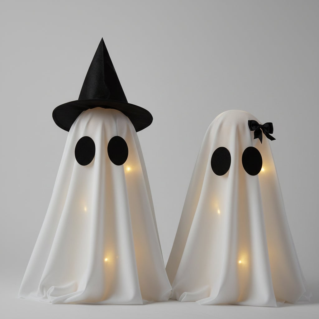 Halloween Ghost Decorations with LED Lights for Outdoor and Indoor Glowing Set Hanging - Image 1