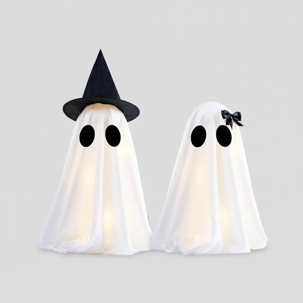 Halloween Ghost Decorations with LED Lights for Outdoor and Indoor Glowing Set Hanging - Image 2