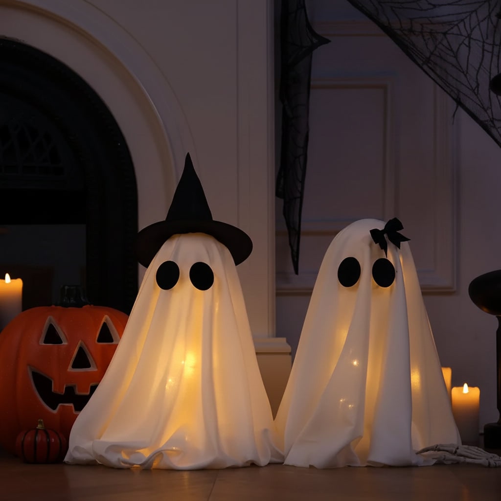 Halloween Ghost Decorations with LED Lights for Outdoor and Indoor Glowing Set Hanging - Image 3