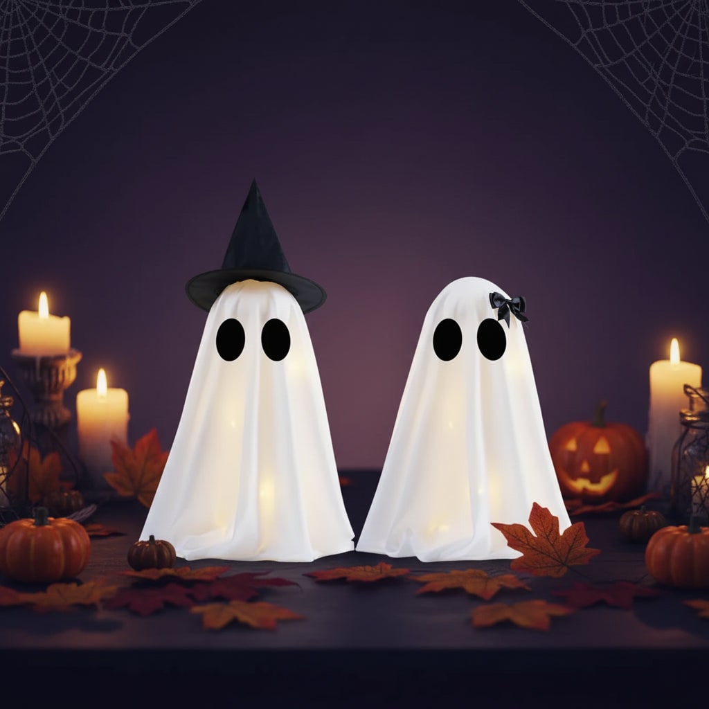 Halloween Ghost Decorations with LED Lights for Outdoor and Indoor Glowing Set Hanging - Image 4