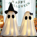 Halloween Ghost Decorations with Warm White LED Lights Set of Two Up for Indoor Decor Hanging - Image 2