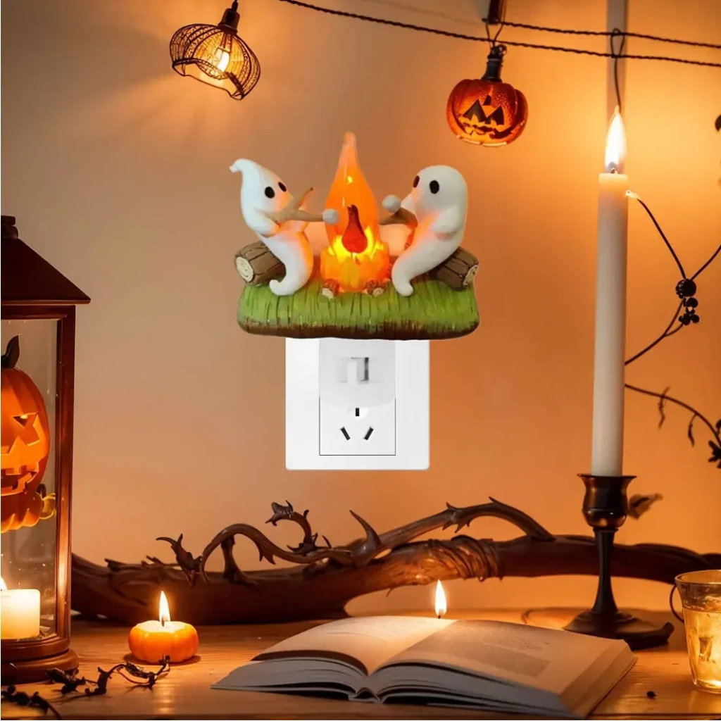 Halloween Ghost Night Light LED -In with Marshmallow Campfire Design for Room - Image 4