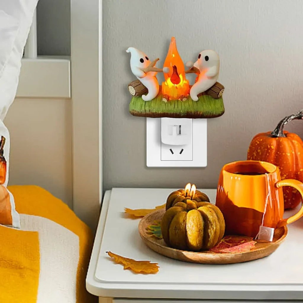 Halloween Ghost Night Light LED -In with Marshmallow Campfire Design for Room - Image 5