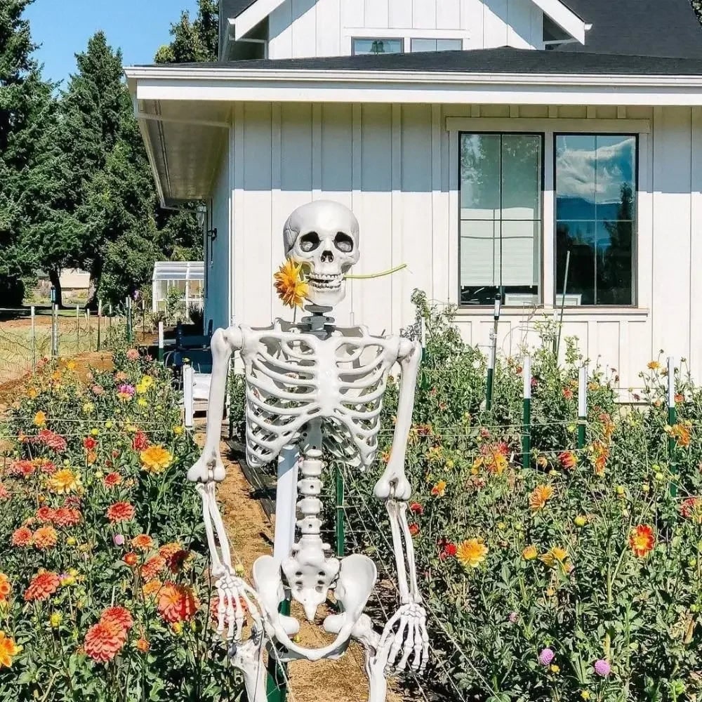 Halloween Giant Poseable Skeleton Decoration for Outdoor Party and Haunted House Display - Image 1
