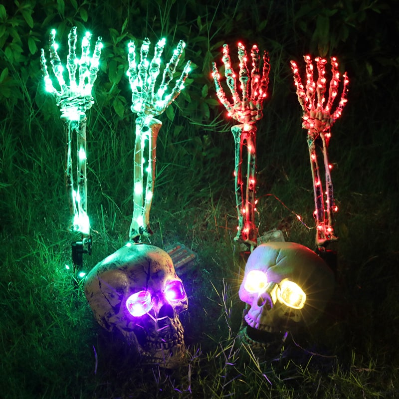 Halloween Giant Skeleton Arm Stakes Decoration LED Lights for Outdoor Yard Haunted House Party - Image 1