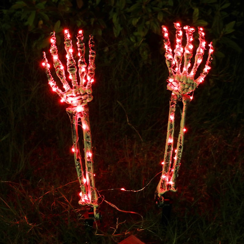 Halloween Giant Skeleton Arm Stakes Decoration LED Lights for Outdoor Yard Haunted House Party - Image 2
