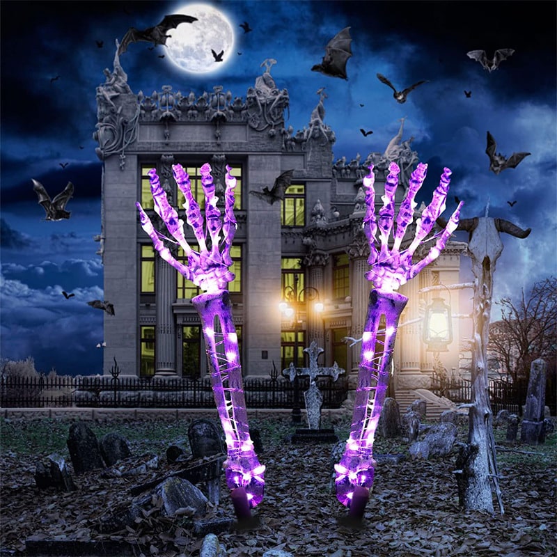 Halloween Giant Skeleton Arm Stakes Decoration LED Lights for Outdoor Yard Haunted House Party - Image 7
