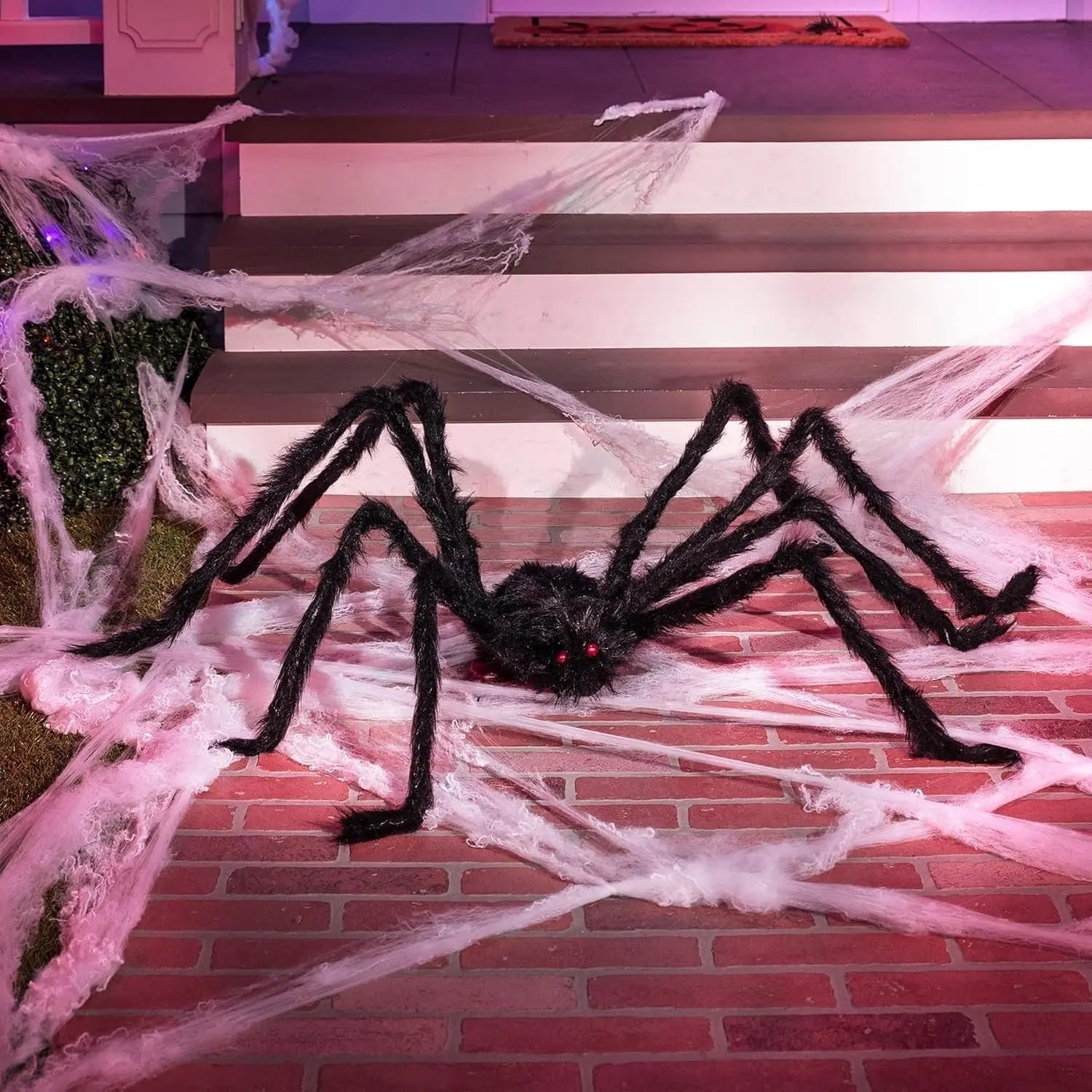 Halloween Giant Spider Decoration Outdoor Prop with Poseable Legs and Red Eyes for Yard Party - Image 2