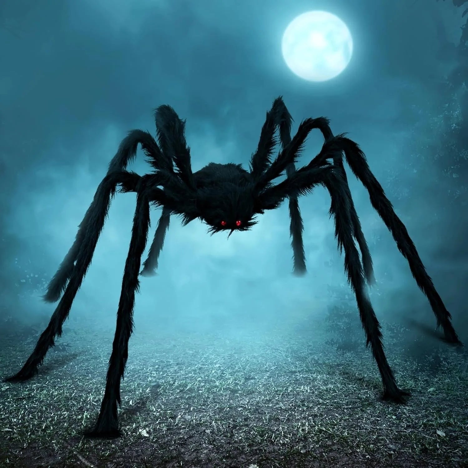 Halloween Giant Spider Decoration Outdoor Prop with Poseable Legs and Red Eyes for Yard Party - Image 3