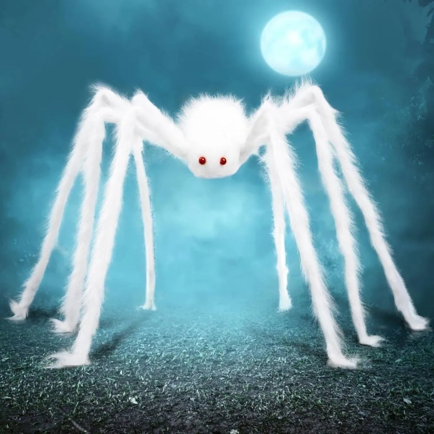 Halloween Giant Spider Decoration Outdoor Prop with Poseable Legs and Red Eyes for Yard Party - Image 4