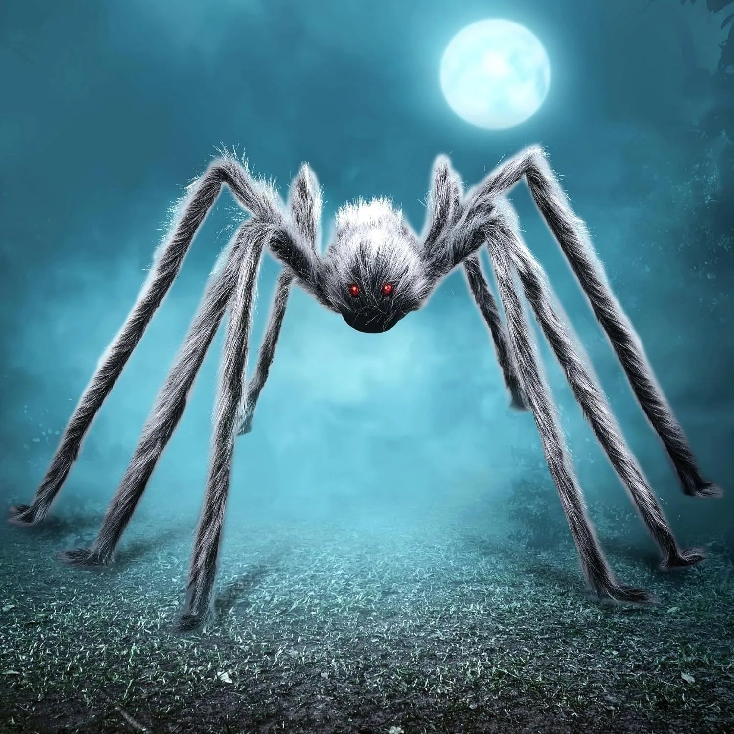 Halloween Giant Spider Decoration Outdoor Prop with Poseable Legs and Red Eyes for Yard Party - Image 5