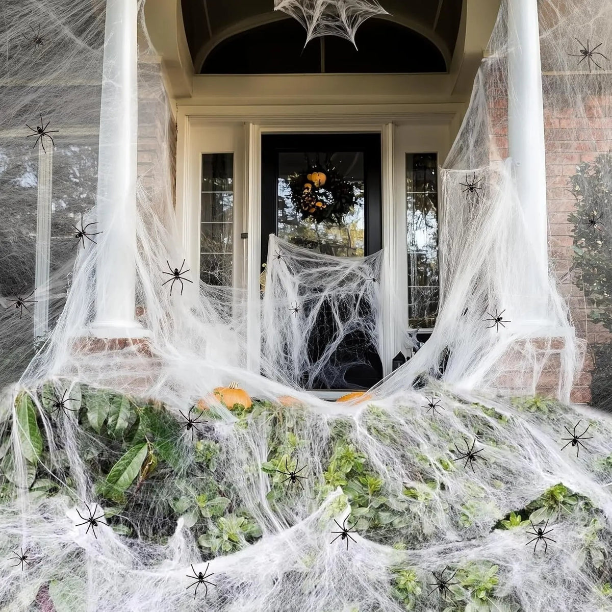 Halloween Giant Spider Web Decoration Stretchy Cobweb with Black for Outdoor Party and Haunted House - Image 1