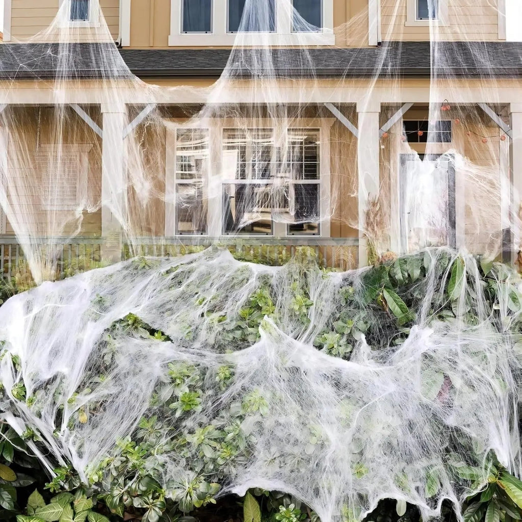 Halloween Giant Spider Web Decoration Stretchy Cobweb with Black for Outdoor Party and Haunted House - Image 2