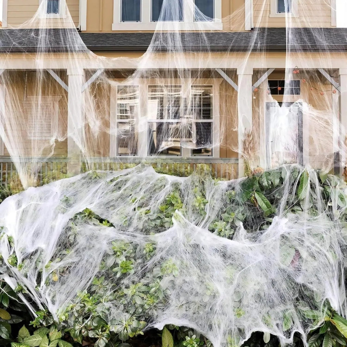 Halloween Giant Spider Web Decoration Stretchy Cobweb with Black for Outdoor Party and Haunted House - Image 2