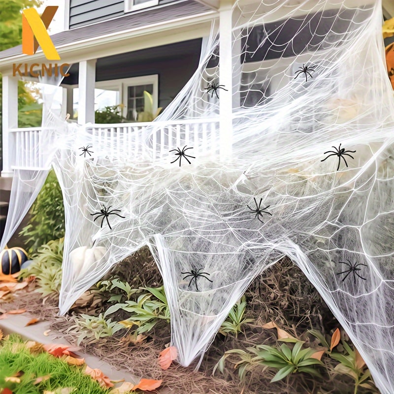Halloween Giant Spider Web Decoration with Large and Fake Cobwebs for Indoor Outdoor Party Supplies - Image 1