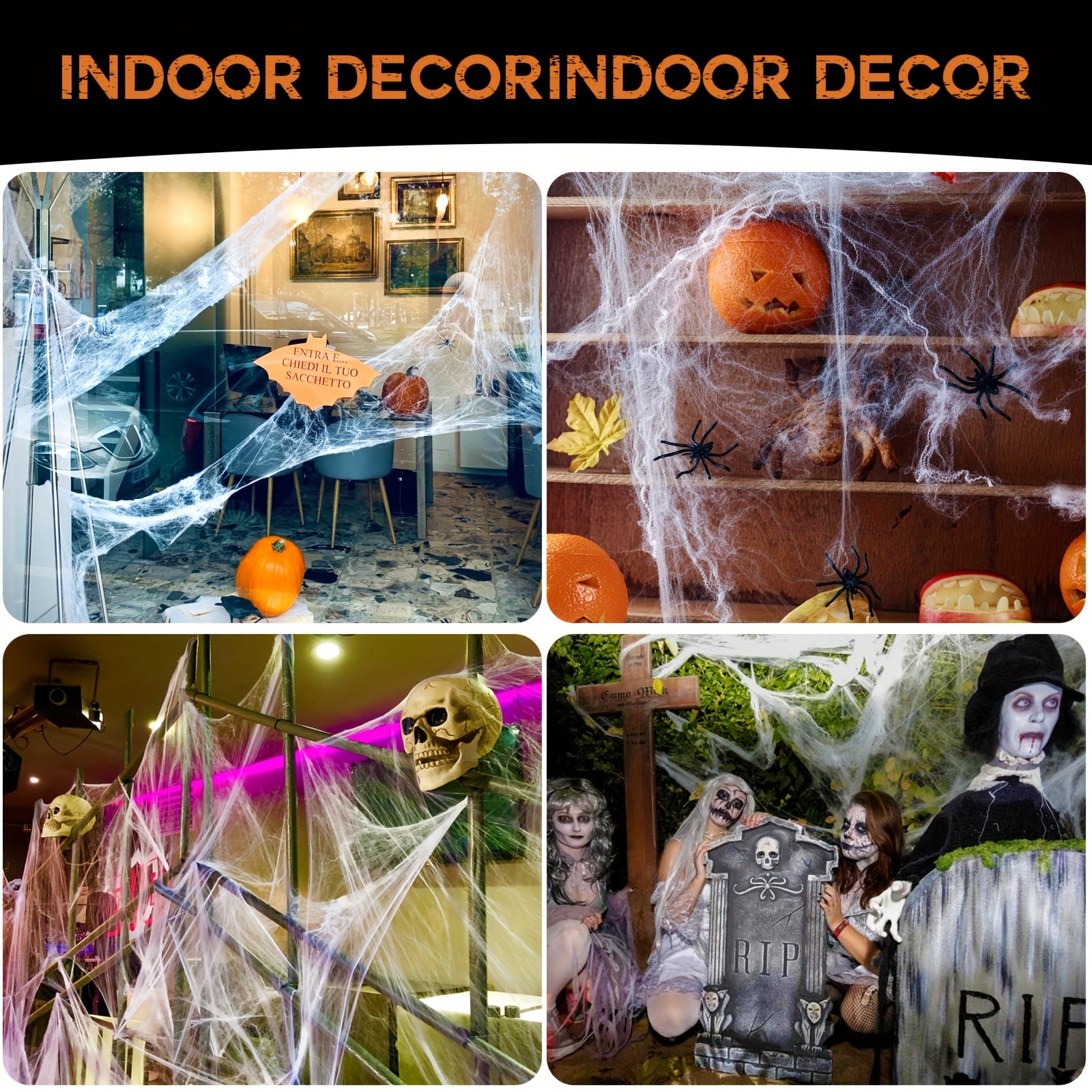 Halloween Giant Spider Web Decoration with Large and Fake Cobwebs for Indoor Outdoor Party Supplies - Image 2