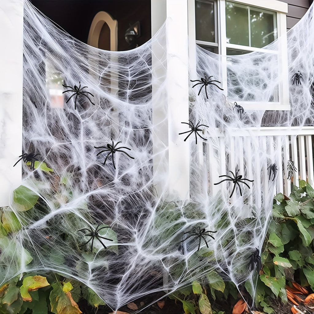 Halloween Giant Spider Web Decoration with Large and Fake Cobwebs for Indoor Outdoor Party Supplies - Image 3