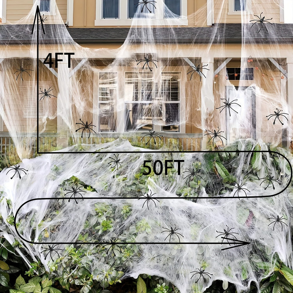 Halloween Giant Spider Web Decoration with Large and Fake Cobwebs for Indoor Outdoor Party Supplies - Image 8