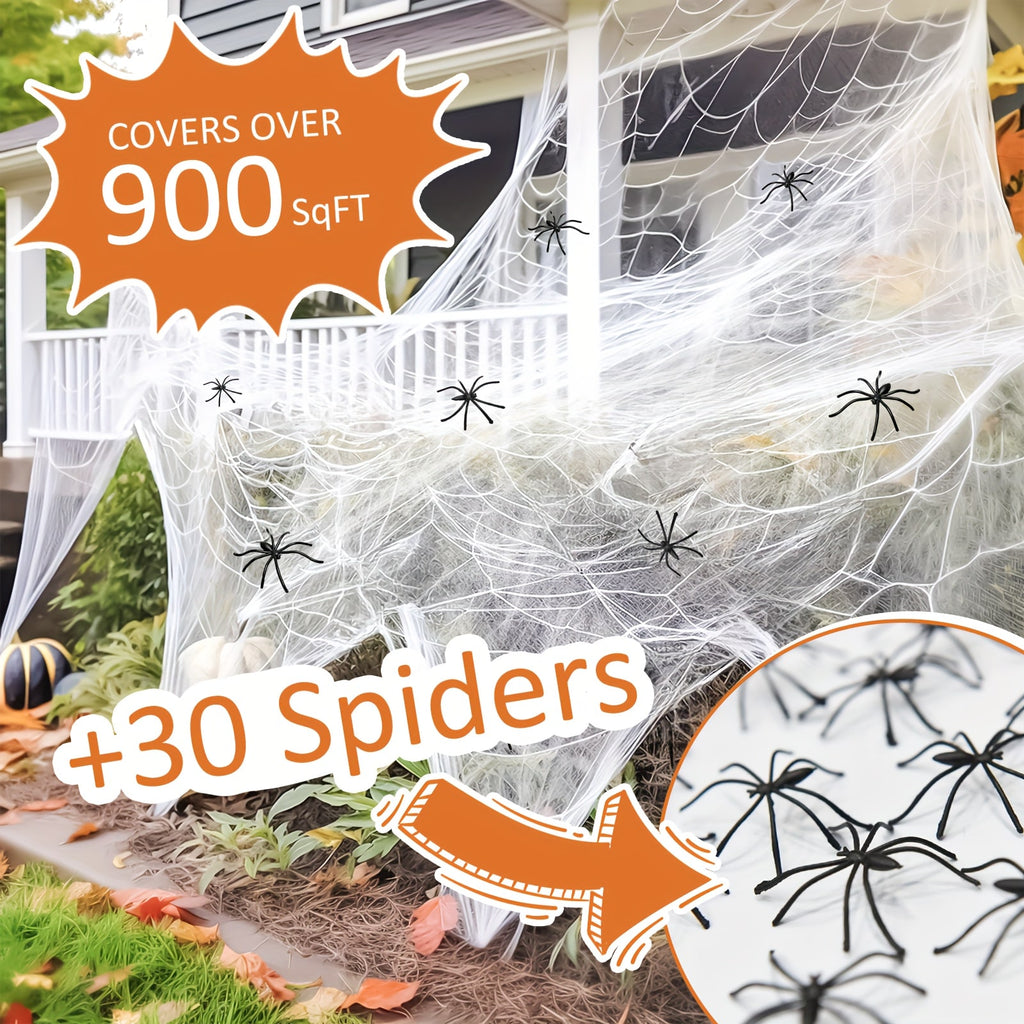 Halloween Giant Spider Web Decoration with Large and Fake Cobwebs for Indoor Outdoor Party Supplies - Image 9