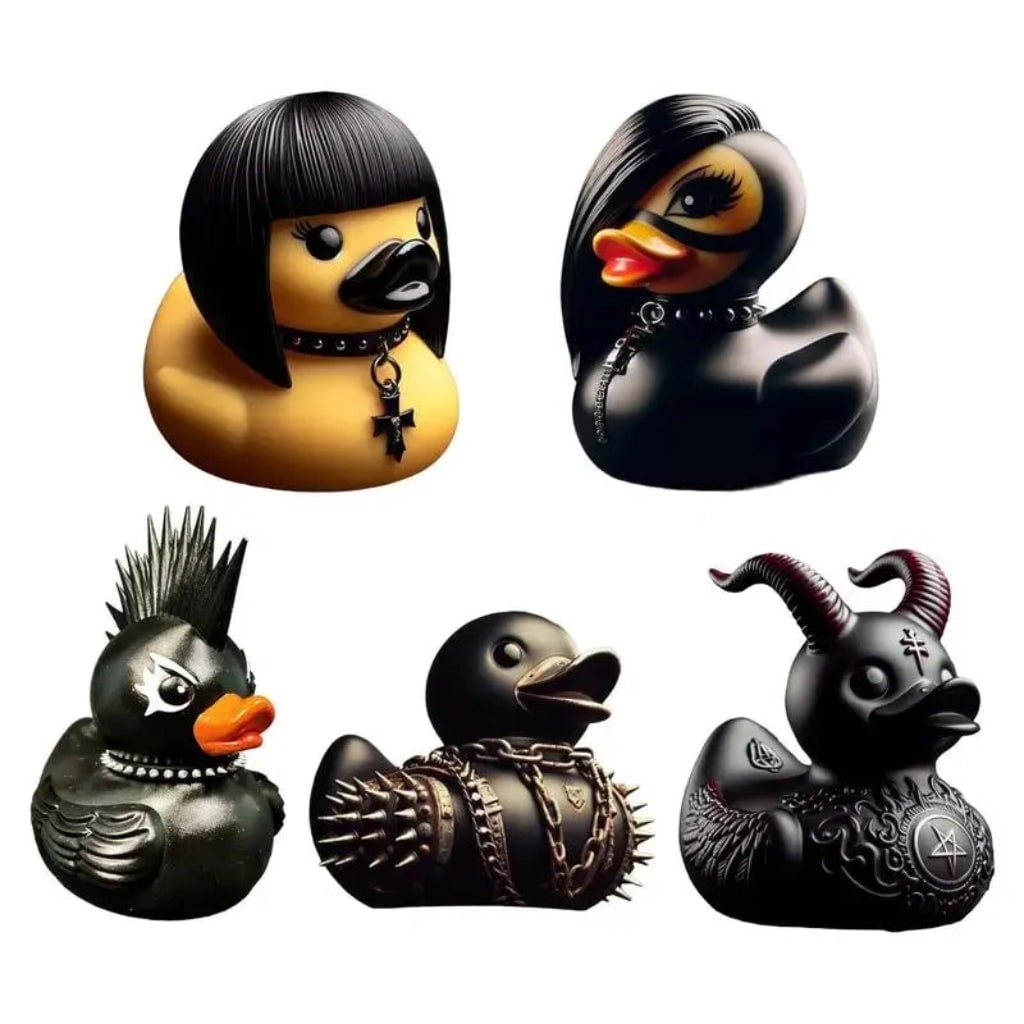 Halloween Goth Rubber Duck with Spikes and Studded Collar for Party Decoration - Image 8