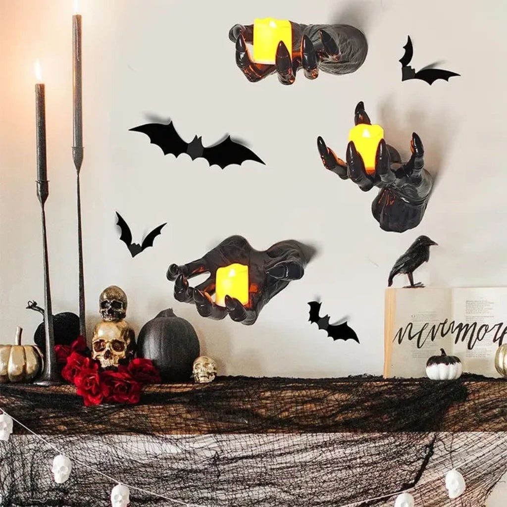 Halloween Gothic Hand Wall Mounted Candle Holder and Sconce with Tea Light for Spooky Sticks - Image 9
