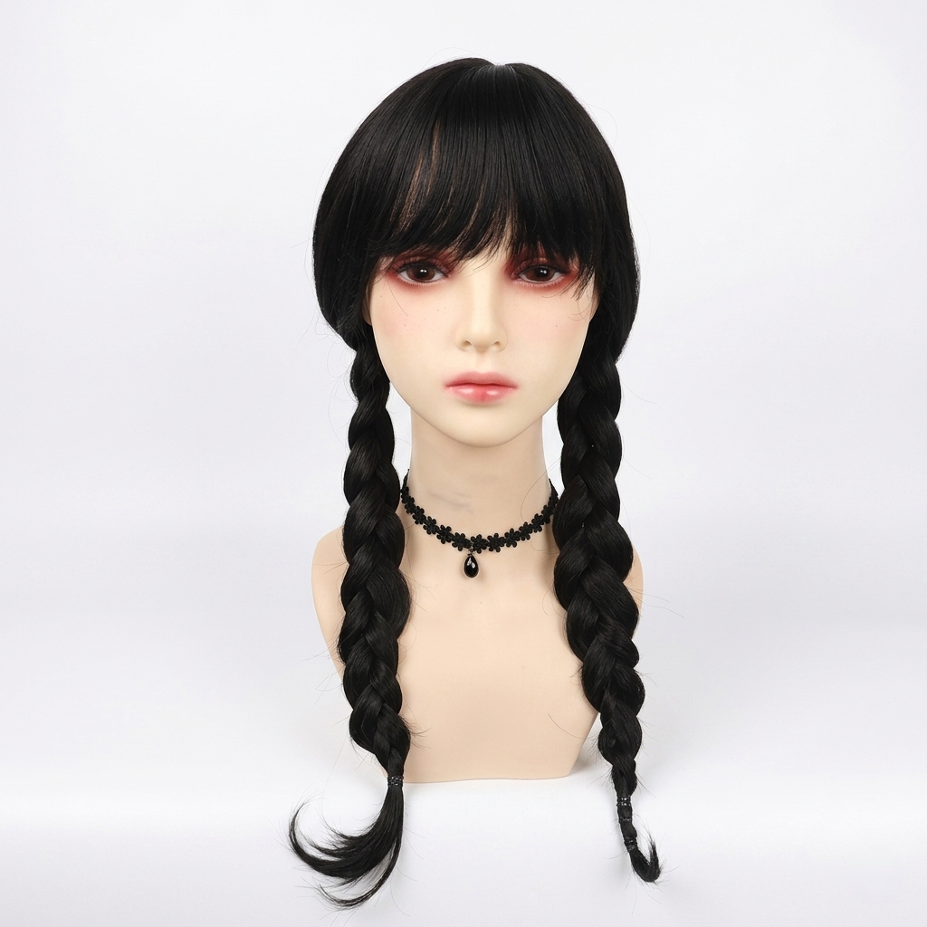 Halloween gothic schoolgirl Costume Cosplay Outfit with Braided Wednesday Adam - Image 3