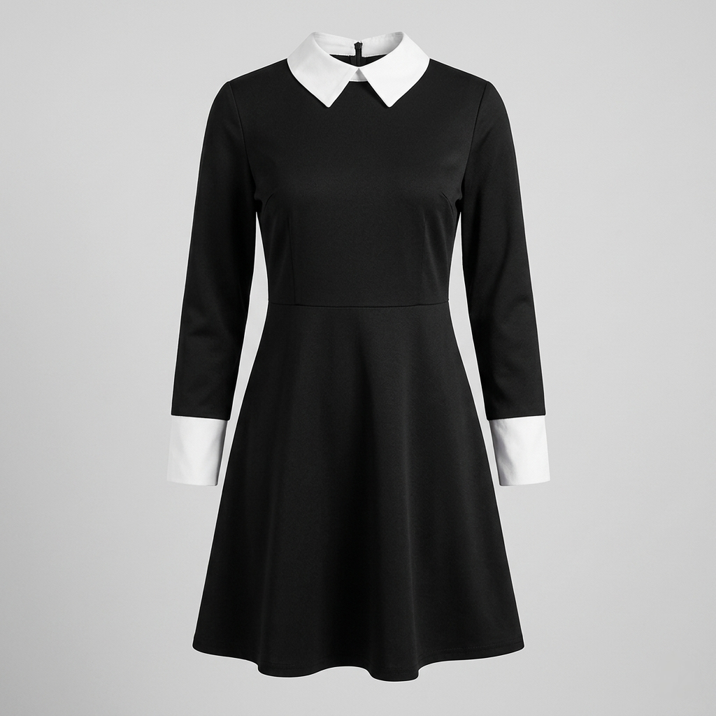Halloween gothic schoolgirl Costume Cosplay Outfit with Braided Wednesday Adam - Image 4