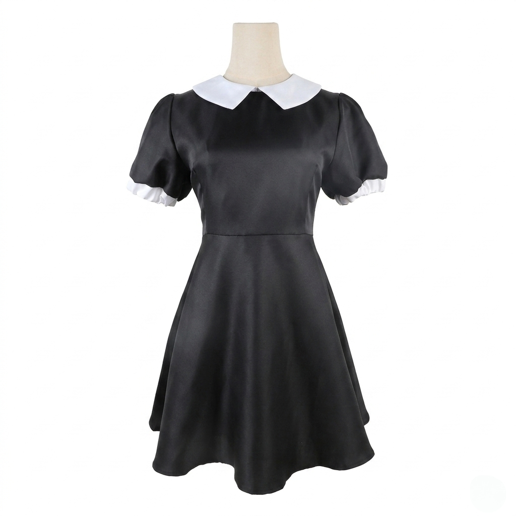 Halloween gothic schoolgirl Costume Cosplay Outfit with Braided Wednesday Adam - Image 6