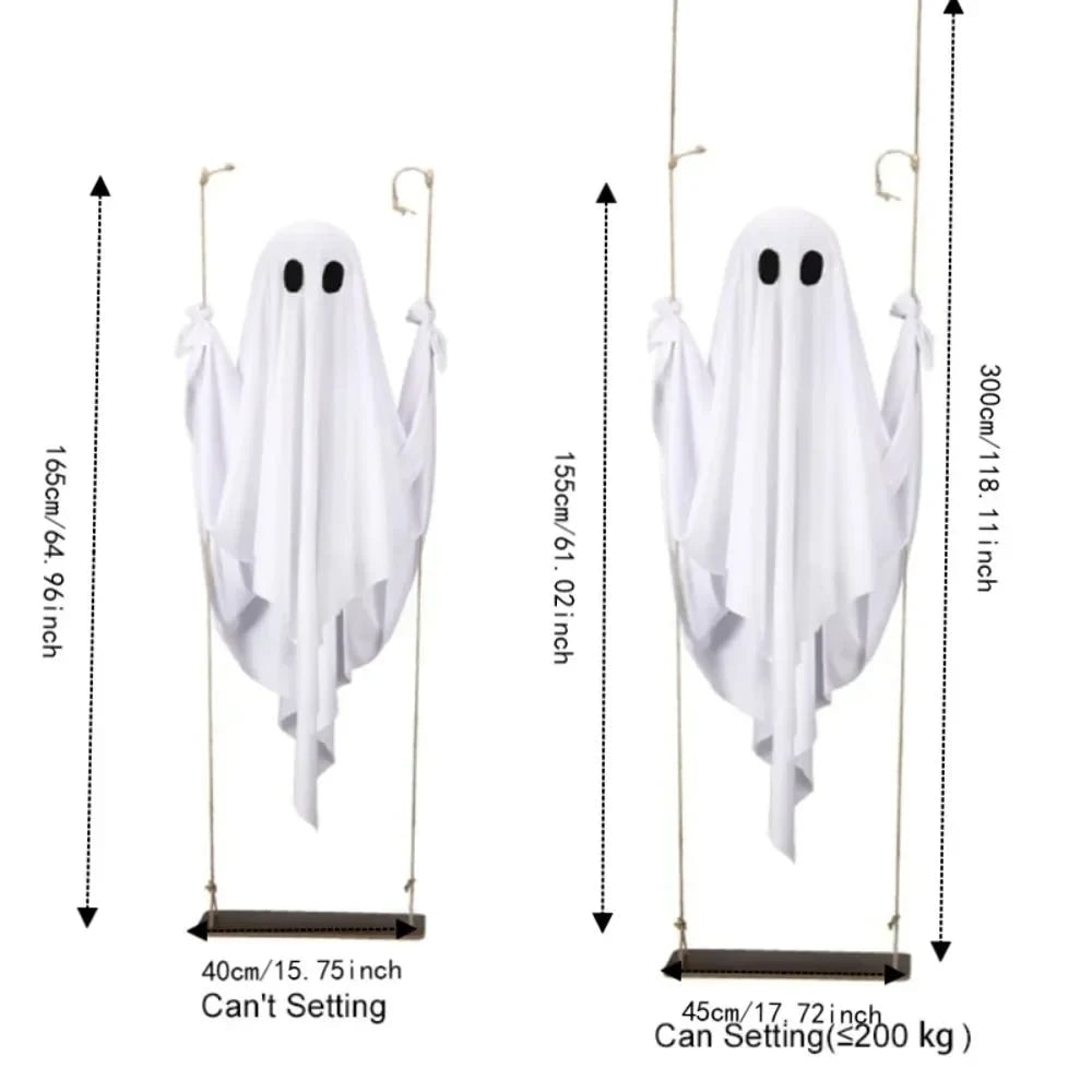 Halloween Hanging Ghost Decoration with LED Light Up Swing and Remote Control for Outdoor Yard Party - Image 4