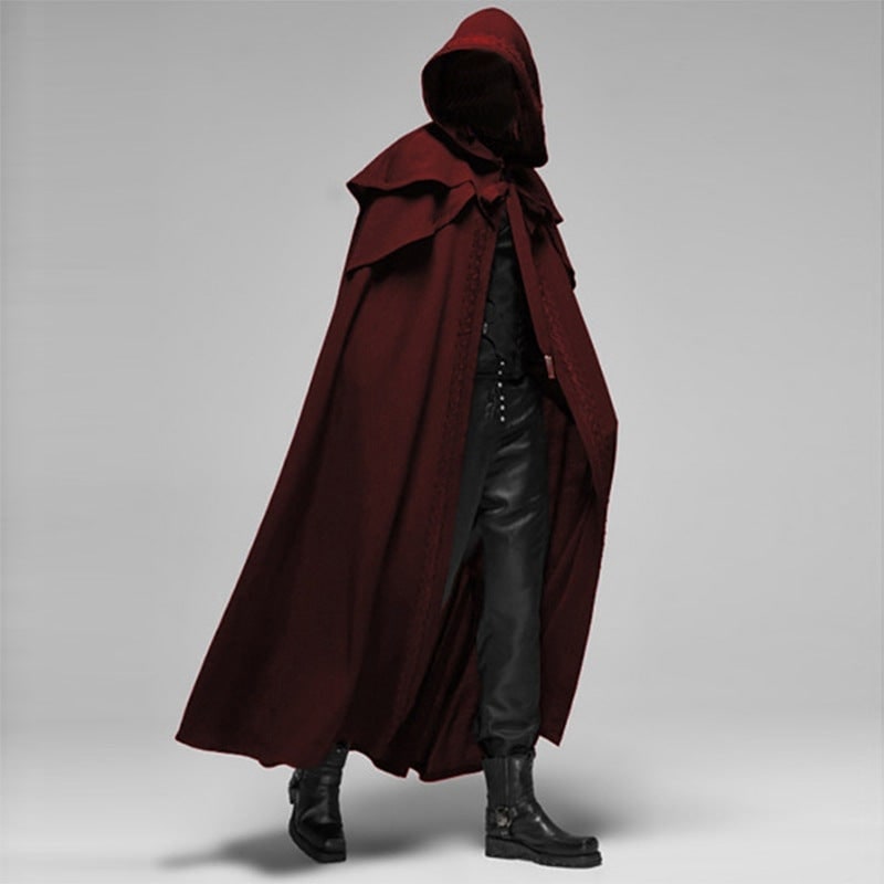 Halloween Hooded Cloak with Cape Hood and Decorative Trim for Costume Party and Haunted House - Image 2