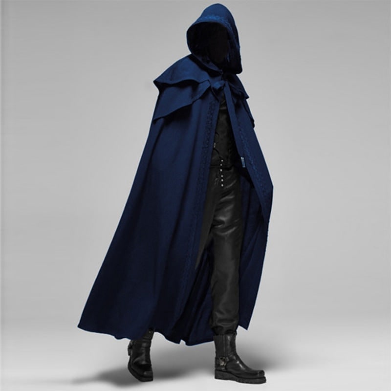 Halloween Hooded Cloak with Cape Hood and Decorative Trim for Costume Party and Haunted House - Image 3