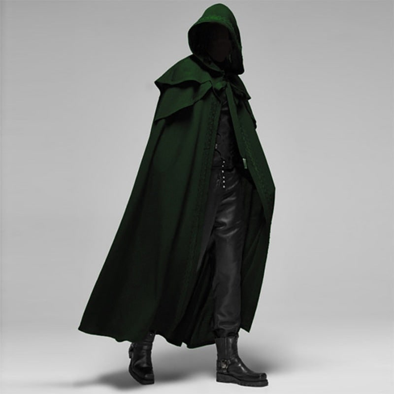 Halloween Hooded Cloak with Cape Hood and Decorative Trim for Costume Party and Haunted House - Image 4