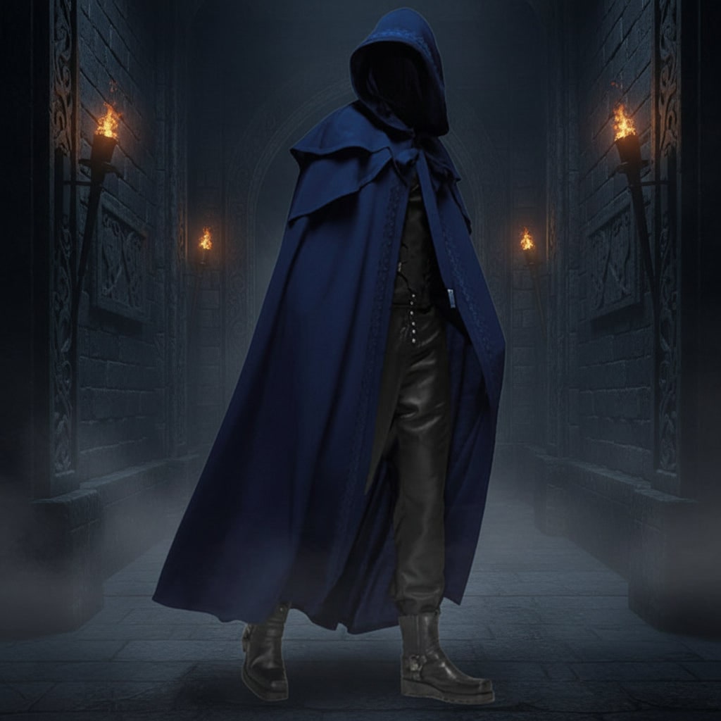 Halloween Hooded Cloak with Gothic Cape Hood and Embroidered Trim for Costume Party Caped - Image 3