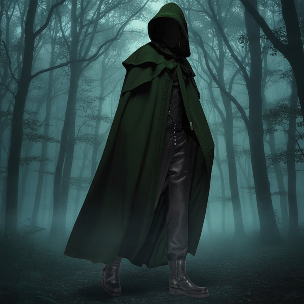 Halloween Hooded Cloak with Gothic Cape Hood and Embroidered Trim for Costume Party Caped - Image 4