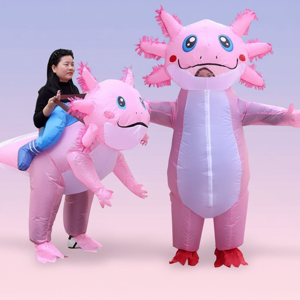 Halloween Inflatable Axolotl Costume with Battery-Operated Fan Animal - Image 1