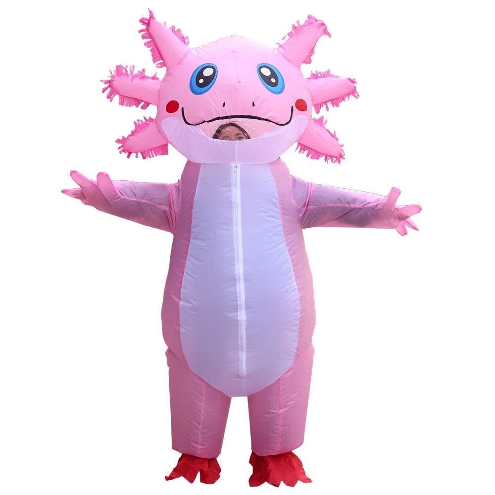 Halloween Inflatable Axolotl Costume with Battery-Operated Fan Animal - Image 4