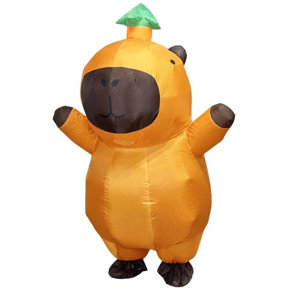 Halloween Inflatable Capybara Costume and Youth with Blower Fan and Leaf Hat - Image 2