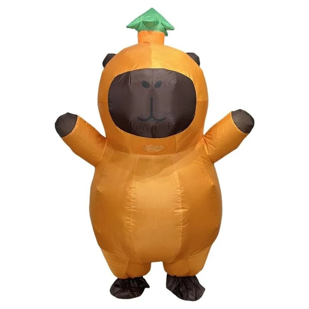 Halloween Inflatable Capybara Costume and Youth with Blower Fan and Leaf Hat - Image 3