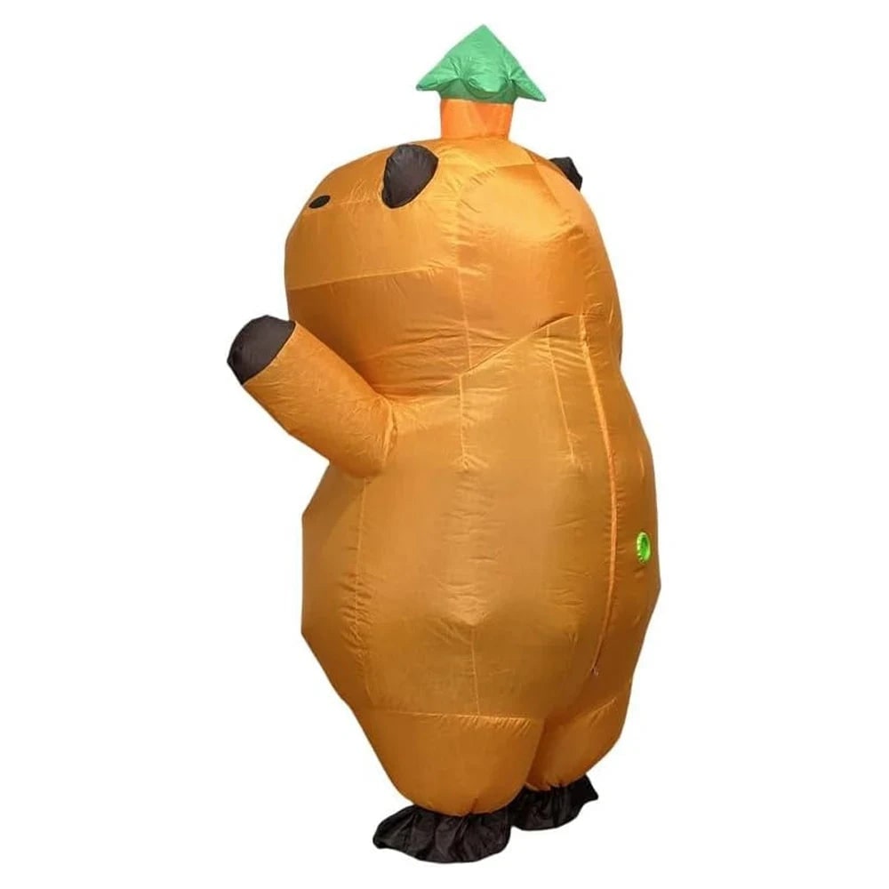 Halloween Inflatable Capybara Costume and Youth with Blower Fan and Leaf Hat - Image 4