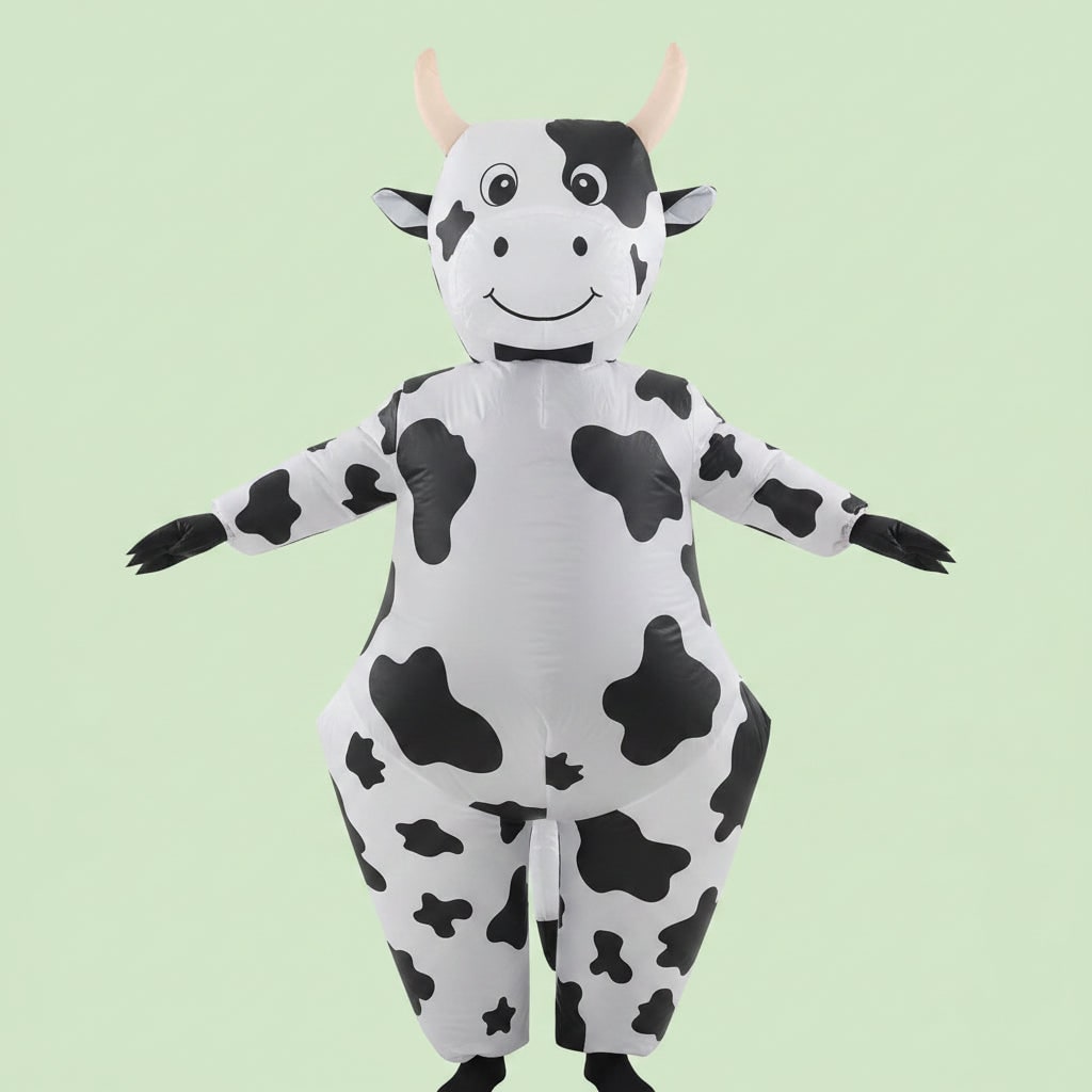 Halloween Inflatable Cow Costume with Animal Hood and Hoof Covers Party - Image 2