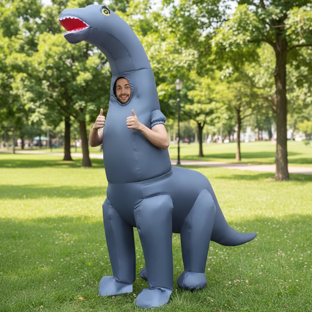 Halloween Inflatable Dinosaur Costume Outfit and with Face Cutout - Image 1