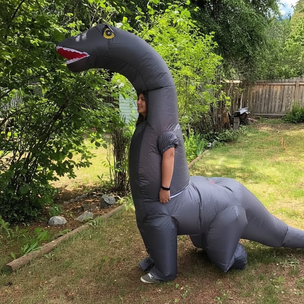 Halloween Inflatable Dinosaur Costume Outfit and with Face Cutout - Image 3