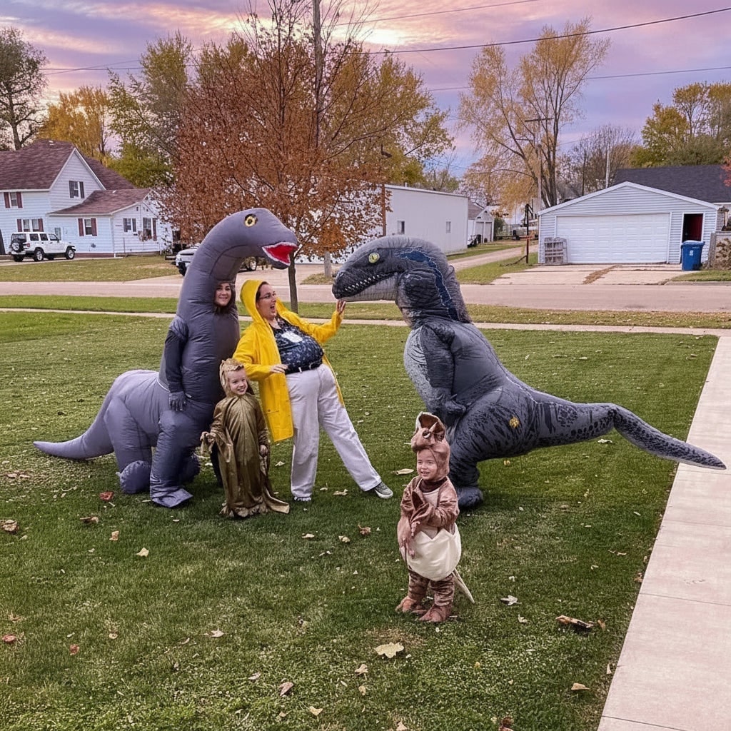 Halloween Inflatable Dinosaur Costume Outfit and with Face Cutout - Image 5