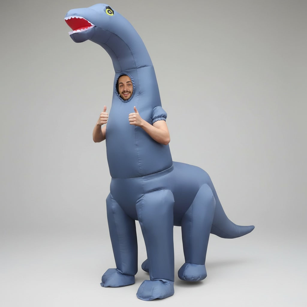 Halloween Inflatable Dinosaur Costume Outfit with Long Neck and Face Cutout for Party - Image 1