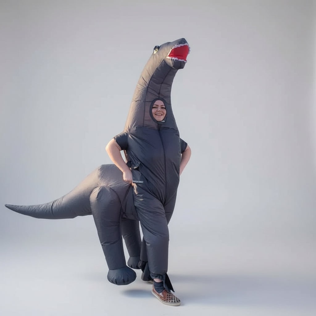 Halloween Inflatable Dinosaur Costume Outfit with Long Neck and Face Cutout for Party - Image 3