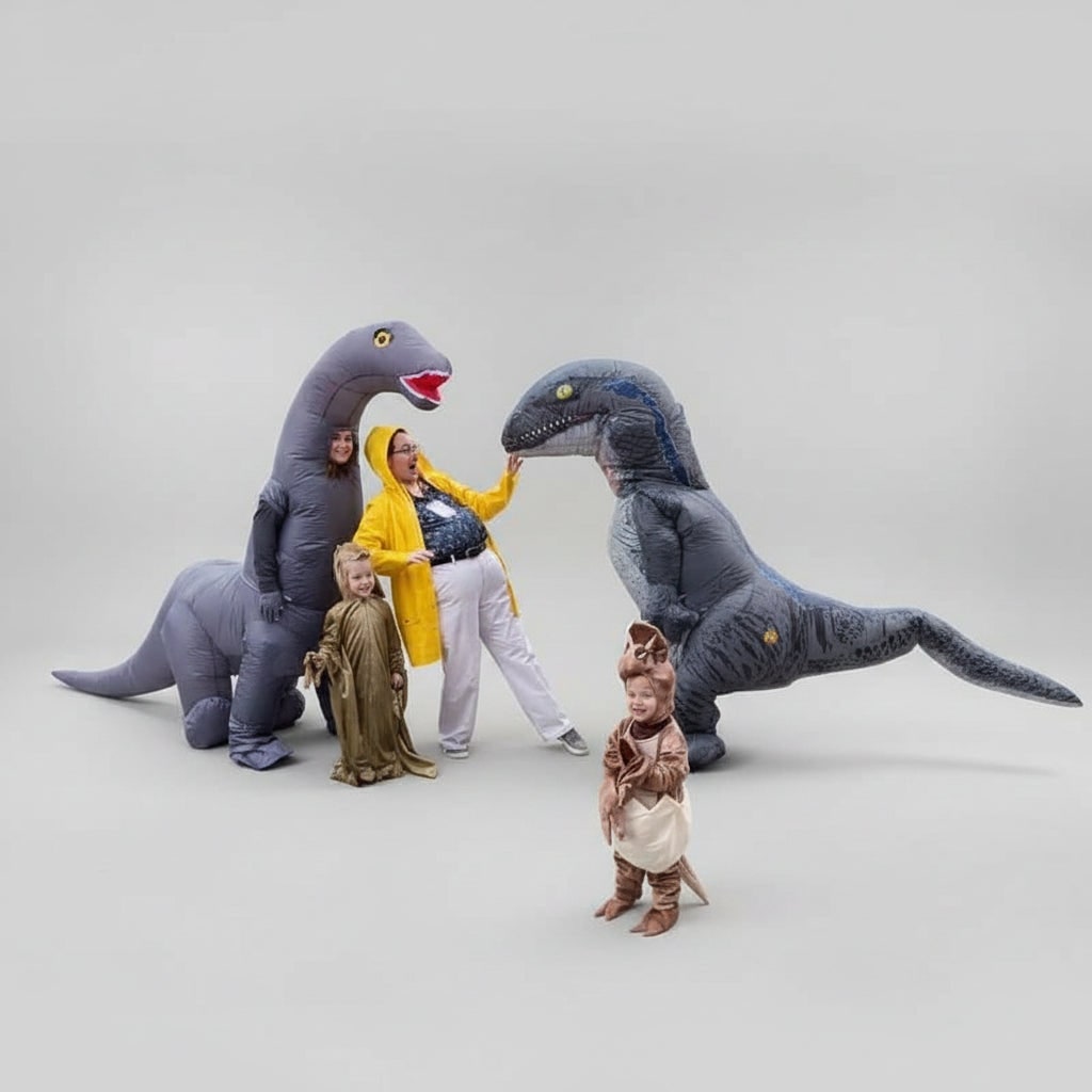 Halloween Inflatable Dinosaur Costume Outfit with Long Neck and Face Cutout for Party - Image 5