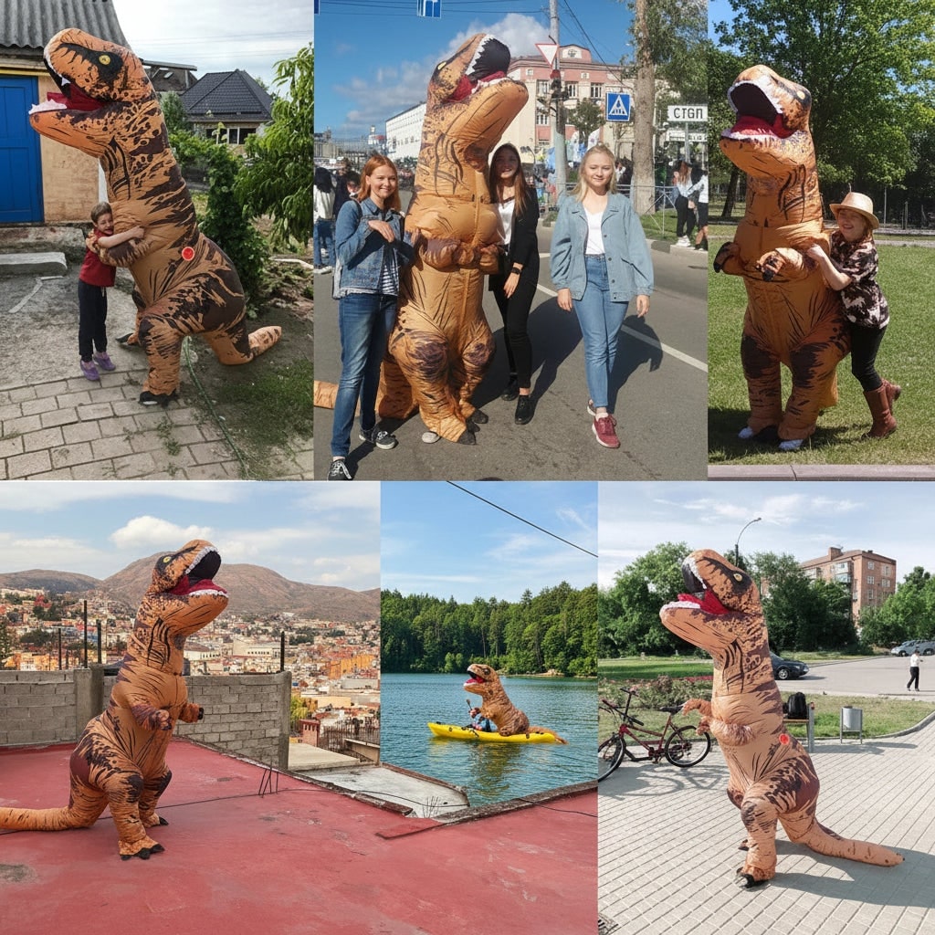 Halloween Inflatable Dinosaur Costume T-Rex Suit with Battery-Operated Fan for Party and Haunted - Image 2